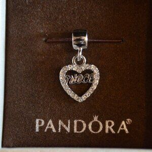 Pandora Niece Silver Heart Charm for Necklace, Bracelet